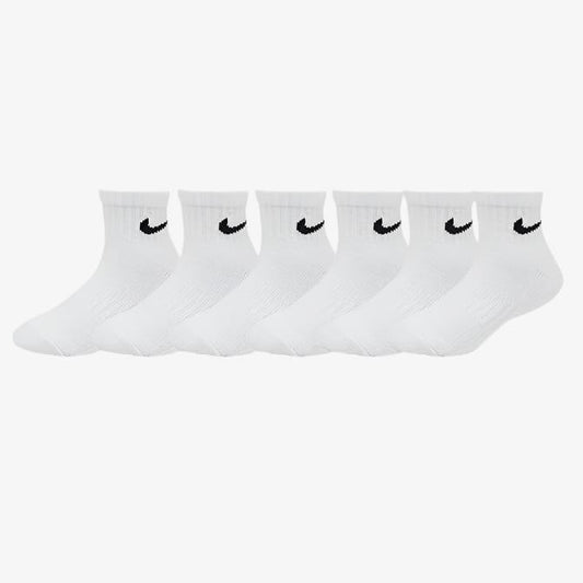 Nike Dri-Fit Cushioned Mid Training Quarter Ankle Socks (6 Pack) White (Little Kids) [UN0018-001] Casual Fashion Cozy for Unisex GS Youth Toddler Infant Hypebeast - AVBL MRKT (1)