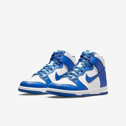 Nike Dunk High 'Kentucky / Game Royal' (2021) (GS) [DB2179-102] Athletic Basketball Skateboarding Sports Sneakers in White / Game Royal - Total Orange for Unisex Youth Kids Junior Boys Girls - AVBL MRKT (1)