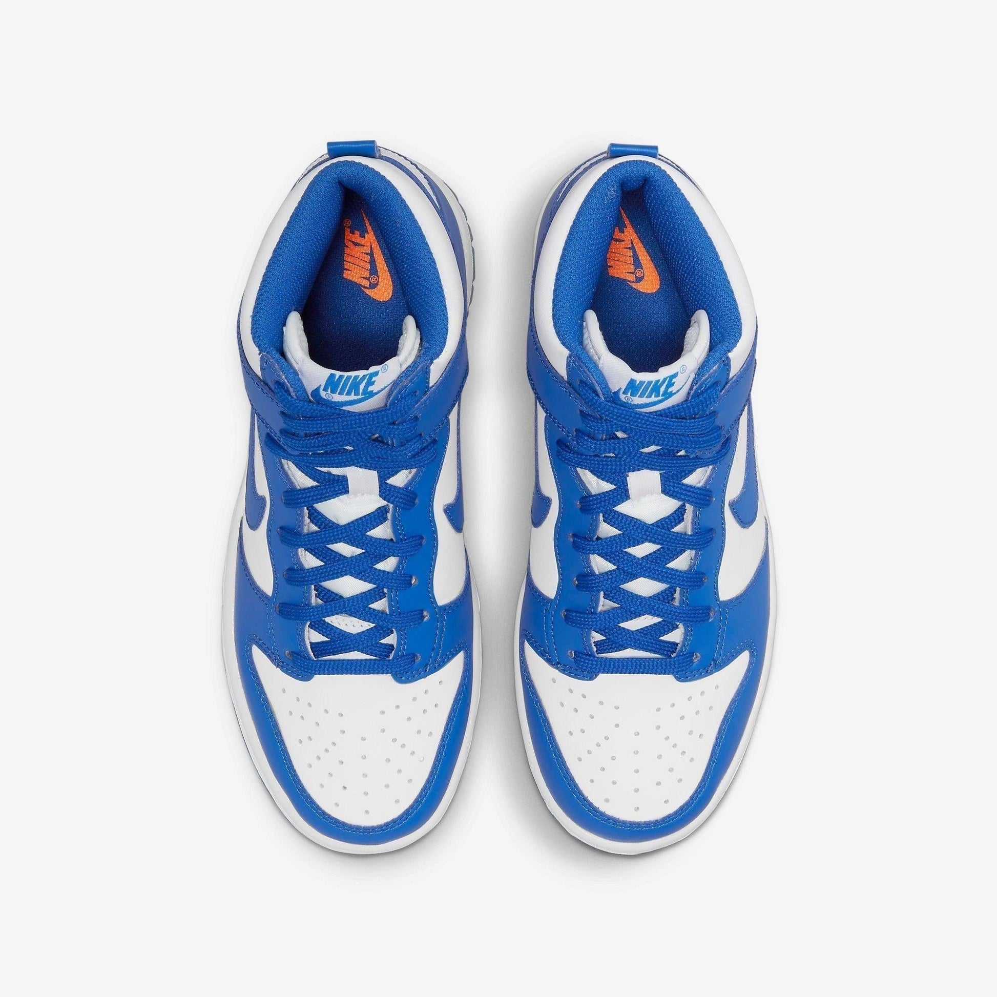 Nike Dunk High 'Kentucky / Game Royal' (2021) (GS) [DB2179-102] Athletic Basketball Skateboarding Sports Sneakers in White / Game Royal - Total Orange for Unisex Youth Kids Junior Boys Girls - AVBL MRKT (5)
