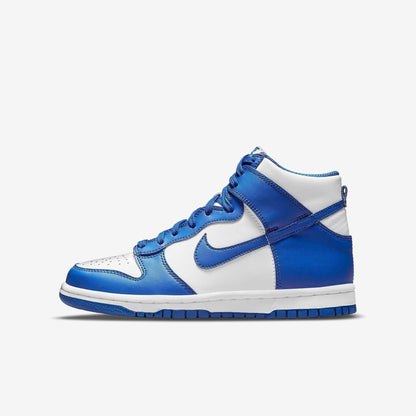 Nike Dunk High 'Kentucky / Game Royal' (2021) (GS) [DB2179-102] Athletic Basketball Skateboarding Sports Sneakers in White / Game Royal - Total Orange for Unisex Youth Kids Junior Boys Girls - AVBL MRKT (2)