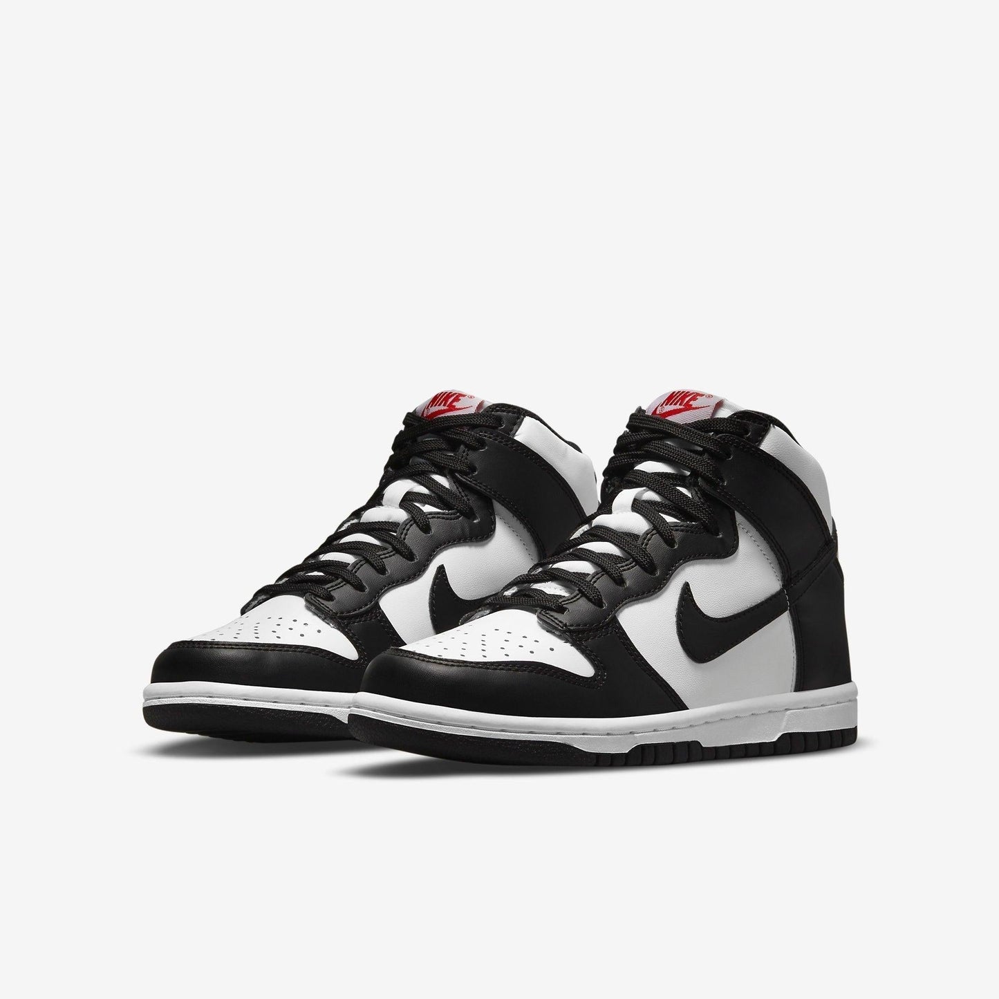 Nike Dunk High 'Panda Black / White' (2021) (GS) [DB2179-103] Athletic Basketball Skateboarding Sports Sneakers in White / Black - University Red for Unisex Youth Kids Junior Boys Girls - AVBL MRKT (1)