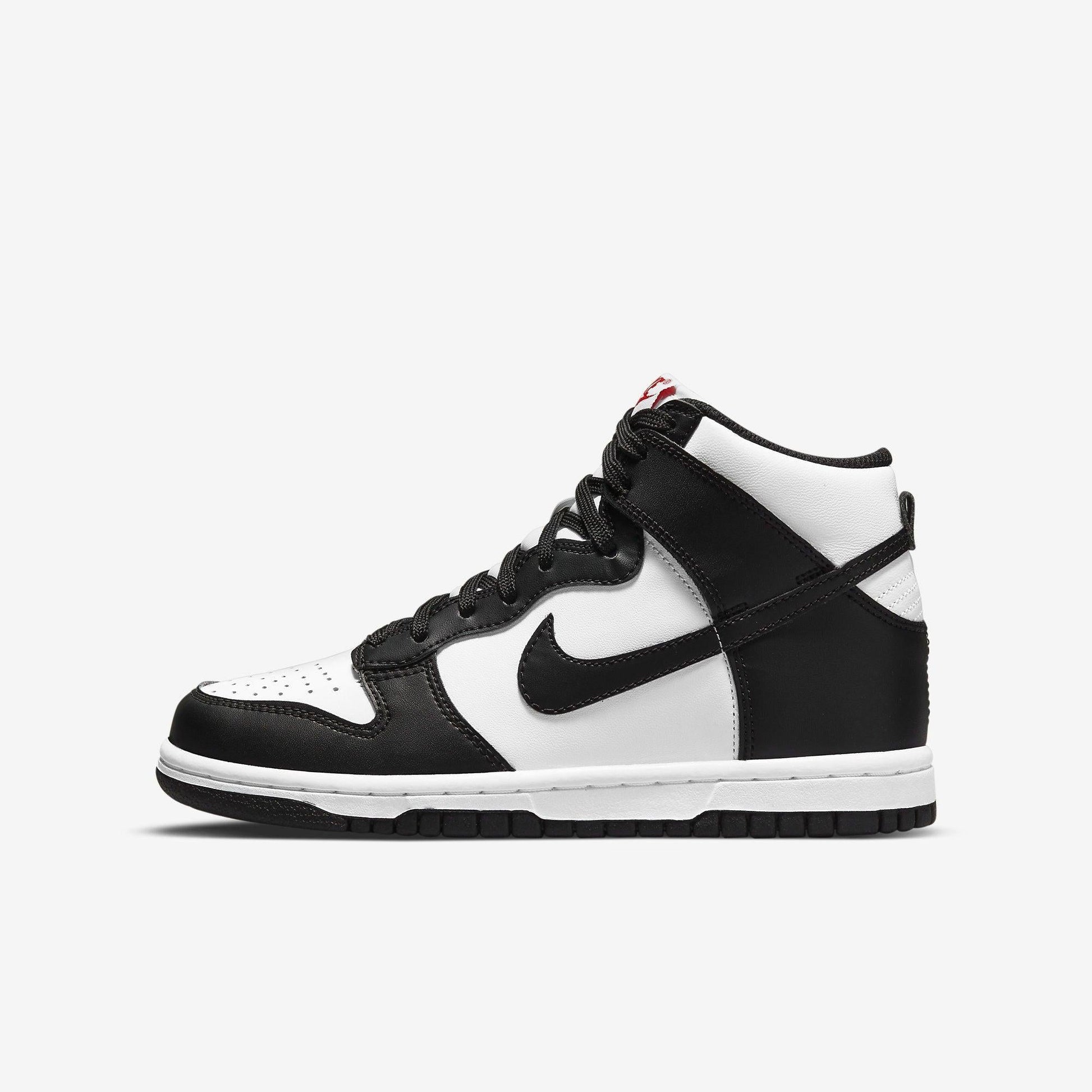 Nike Dunk High 'Panda Black / White' (2021) (GS) [DB2179-103] Athletic Basketball Skateboarding Sports Sneakers in White / Black - University Red for Unisex Youth Kids Junior Boys Girls - AVBL MRKT (2)
