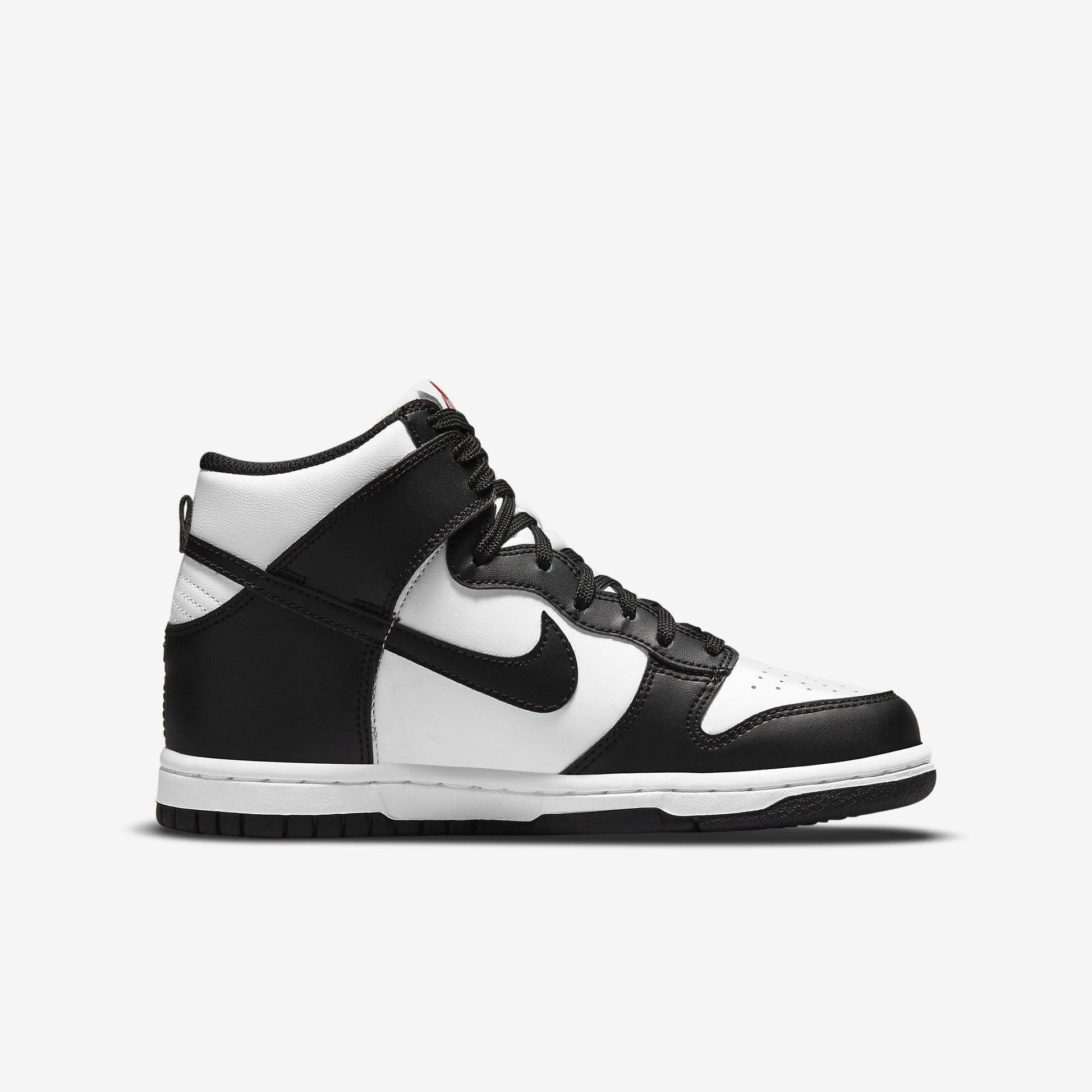 Nike Dunk High 'Panda Black / White' (2021) (GS) [DB2179-103] Athletic Basketball Skateboarding Sports Sneakers in White / Black - University Red for Unisex Youth Kids Junior Boys Girls - AVBL MRKT (4)