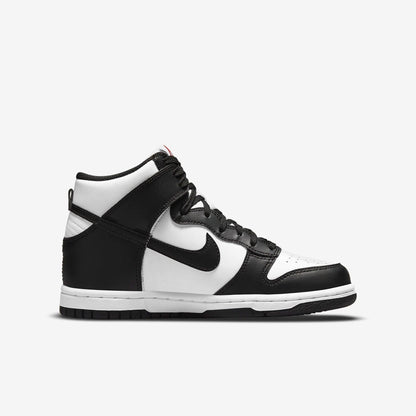 Nike Dunk High 'Panda Black / White' (2021) (GS) [DB2179-103] Athletic Basketball Skateboarding Sports Sneakers in White / Black - University Red for Unisex Youth Kids Junior Boys Girls - AVBL MRKT (4)