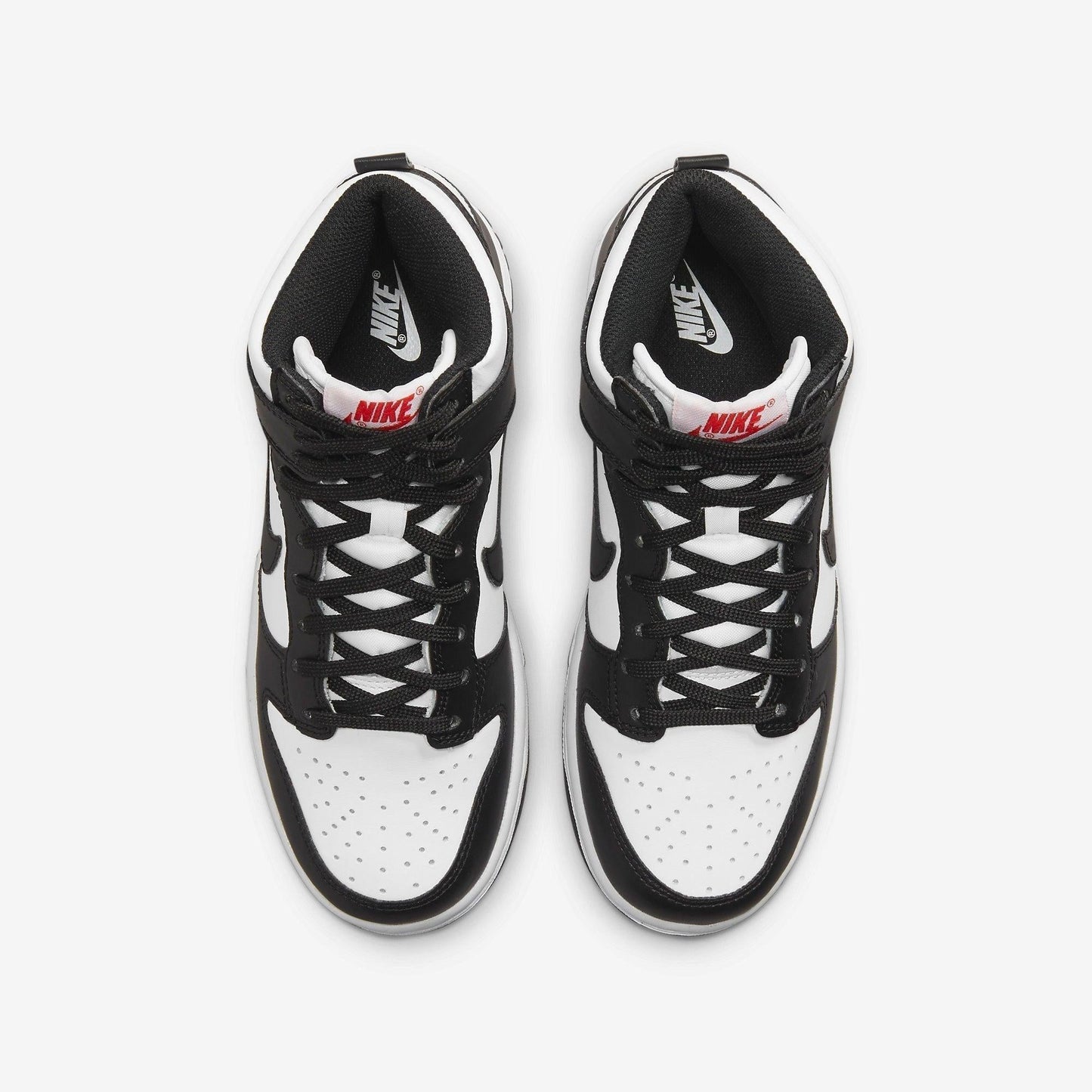 Nike Dunk High 'Panda Black / White' (2021) (GS) [DB2179-103] Athletic Basketball Skateboarding Sports Sneakers in White / Black - University Red for Unisex Youth Kids Junior Boys Girls - AVBL MRKT (5)