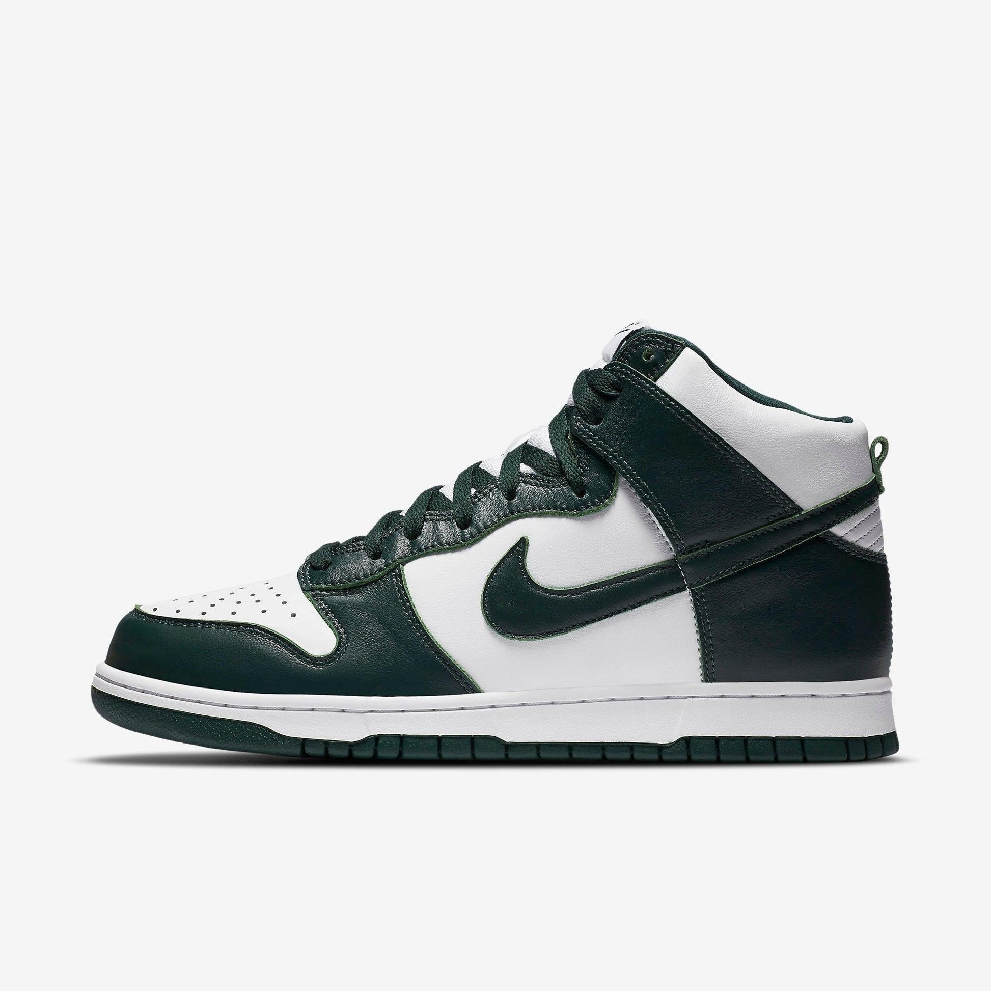 Nike Dunk High SP 'Michigan State Spartans' (2020) [CZ8149-100] Athletic Basketball Skateboarding Sports Sneakers in White / Pro Green - Pro Green for Unisex Adult Mens - AVBL MRKT (2)
