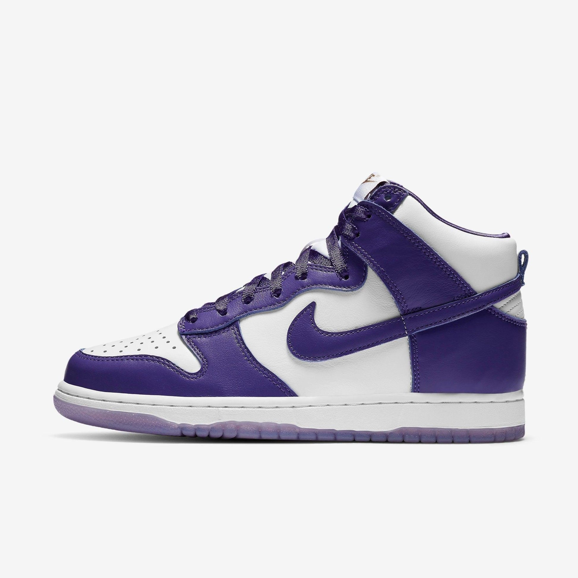 Nike Dunk High SP 'Varsity Purple' (2020) (Womens) [DC5382-100] Athletic Basketball Skateboarding Sports Sneakers in White / Varsity Purple for Unisex Adult Female Ladies Girls WMNS - AVBL MRKT (2)