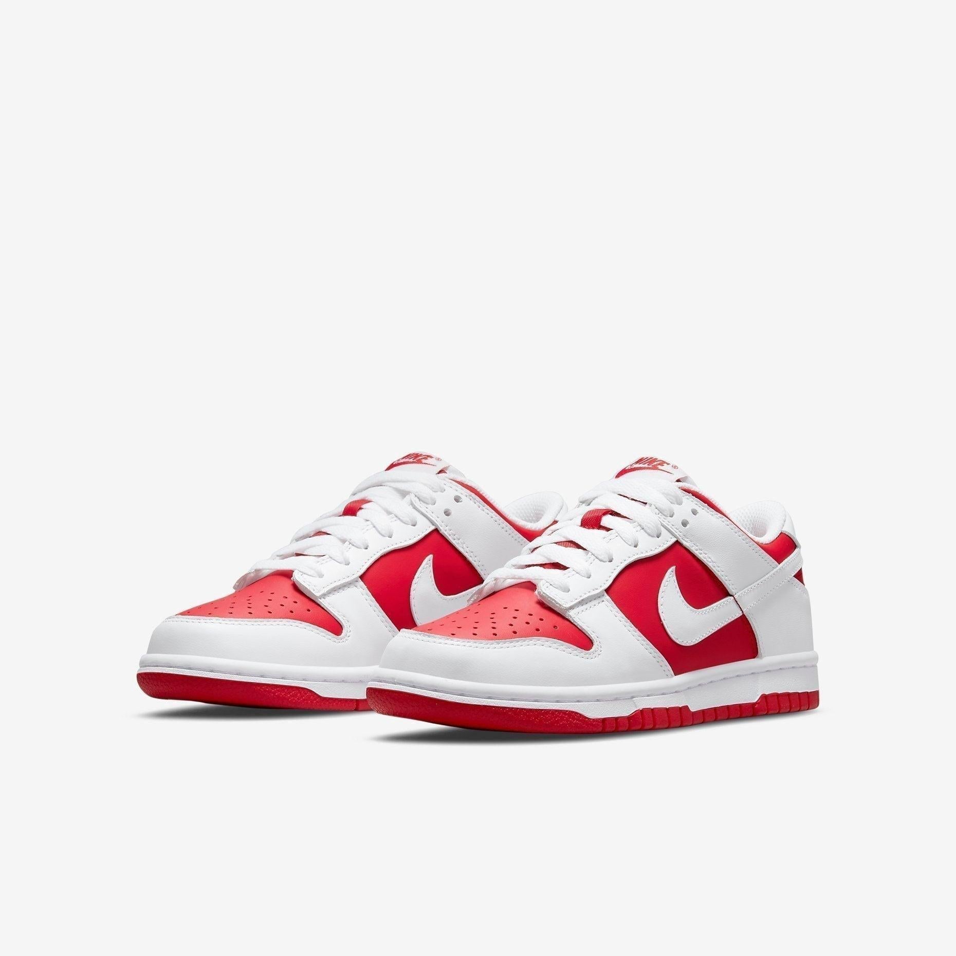 Nike Dunk Low 'Championship' (2021) (GS) [CW1590-600] Athletic Basketball Skateboarding Sports Sneakers in University Red / White for Unisex Youth Kids Junior Boys Girls - AVBL MRKT (1)