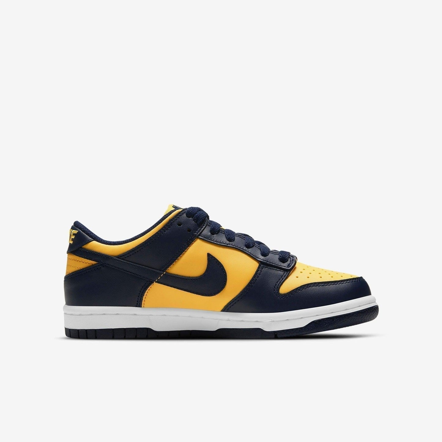 Nike Dunk Low 'Michigan Wolverines' (2021) (GS) [CW1590-700] Athletic Basketball Skateboarding Sports Sneakers in Varsity Maize / Midnight Navy for Unisex Youth Kids Junior Boys Girls - AVBL MRKT (4)