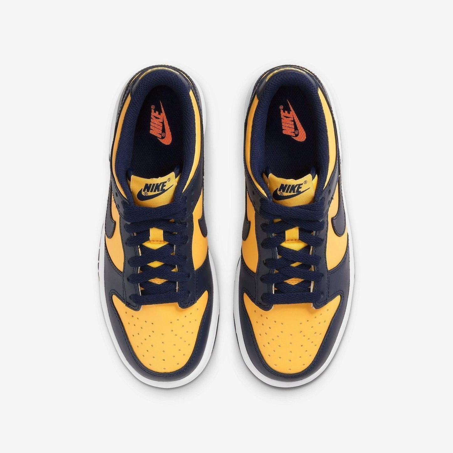 Nike Dunk Low 'Michigan Wolverines' (2021) (GS) [CW1590-700] Athletic Basketball Skateboarding Sports Sneakers in Varsity Maize / Midnight Navy for Unisex Youth Kids Junior Boys Girls - AVBL MRKT (5)