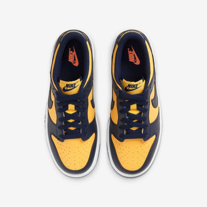 Nike Dunk Low 'Michigan Wolverines' (2021) (GS) [CW1590-700] Athletic Basketball Skateboarding Sports Sneakers in Varsity Maize / Midnight Navy for Unisex Youth Kids Junior Boys Girls - AVBL MRKT (5)
