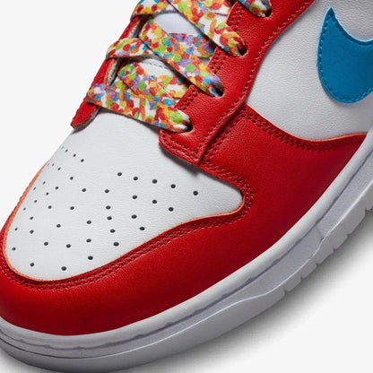 Nike Dunk Low QS x LeBron James 'Fruity Pebbles' (2022) [DH8009-600] Athletic Basketball Skateboarding Sports Sneakers in Habanero Red / Laser Blue - White for Unisex Adult Mens - AVBL MRKT (7)