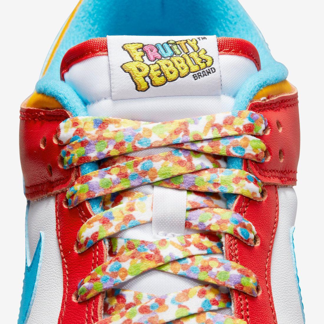 Nike Dunk Low QS x LeBron James 'Fruity Pebbles' (2022) [DH8009-600] Athletic Basketball Skateboarding Sports Sneakers in Habanero Red / Laser Blue - White for Unisex Adult Mens - AVBL MRKT (9)