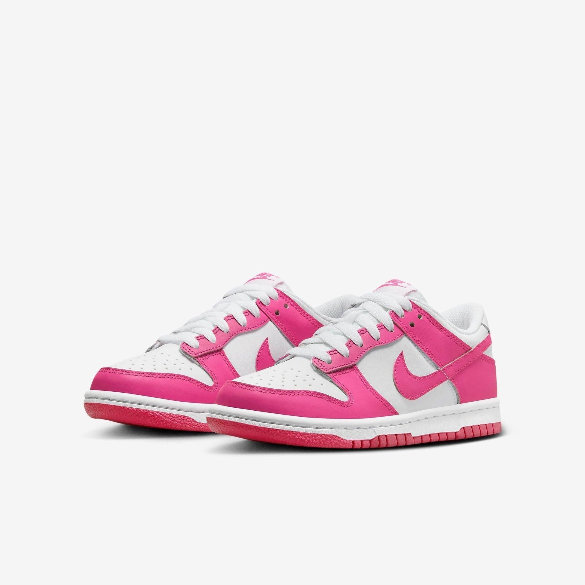 Nike Dunk Low 'White / Laser Fuchsia' (2022) (GS) [FB9109-102] Athletic Basketball Skateboarding Sports Sneakers in White / Laser Fuchsia for Unisex Youth Kids Junior Boys Girls - AVBL MRKT (1)