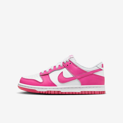 Nike Dunk Low 'White / Laser Fuchsia' (2022) (GS) [FB9109-102] Athletic Basketball Skateboarding Sports Sneakers in White / Laser Fuchsia for Unisex Youth Kids Junior Boys Girls - AVBL MRKT (2)