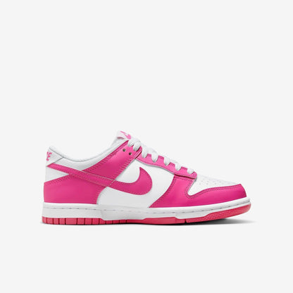 Nike Dunk Low 'White / Laser Fuchsia' (2022) (GS) [FB9109-102] Athletic Basketball Skateboarding Sports Sneakers in White / Laser Fuchsia for Unisex Youth Kids Junior Boys Girls - AVBL MRKT (4)