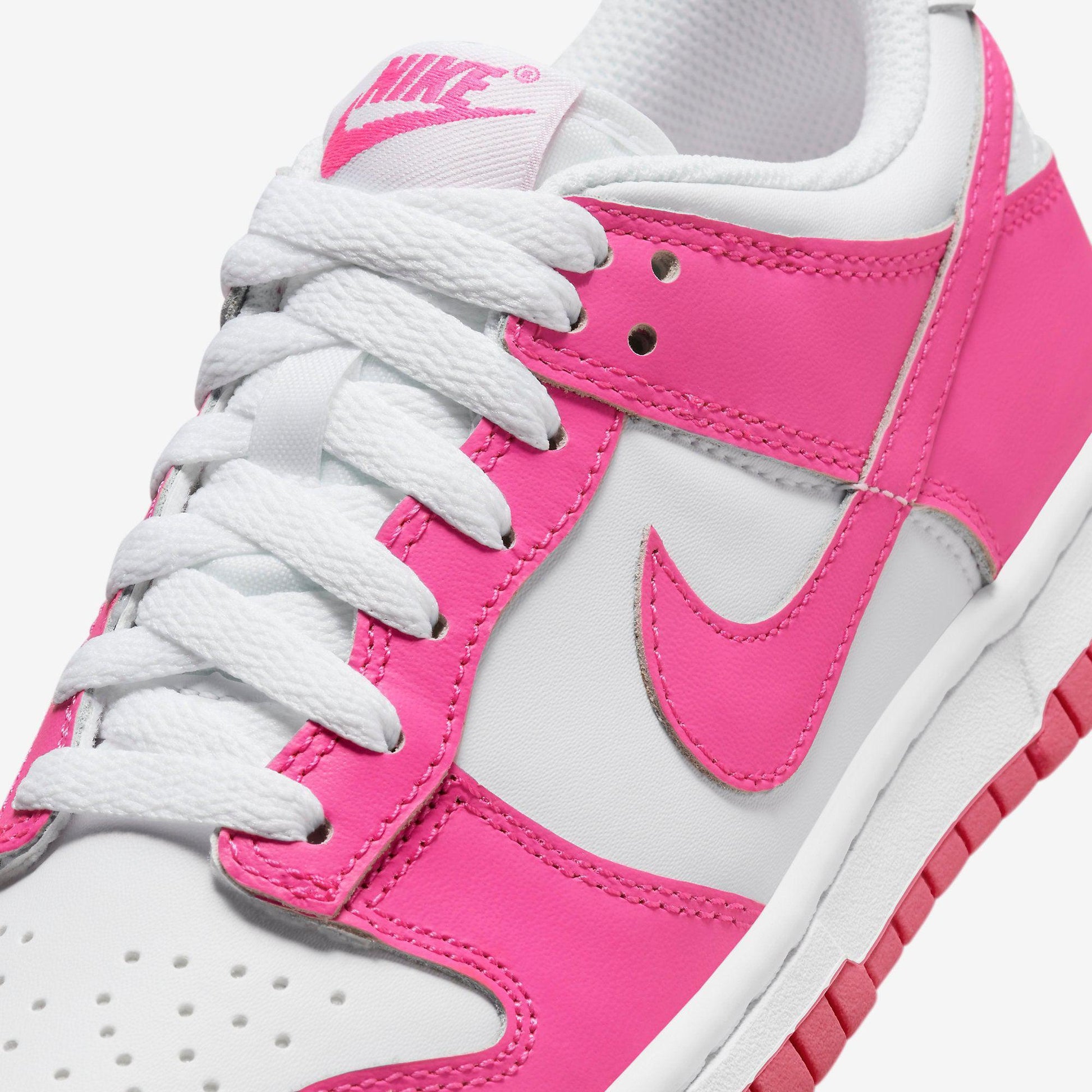 Nike Dunk Low 'White / Laser Fuchsia' (2022) (GS) [FB9109-102] Athletic Basketball Skateboarding Sports Sneakers in White / Laser Fuchsia for Unisex Youth Kids Junior Boys Girls - AVBL MRKT (7)