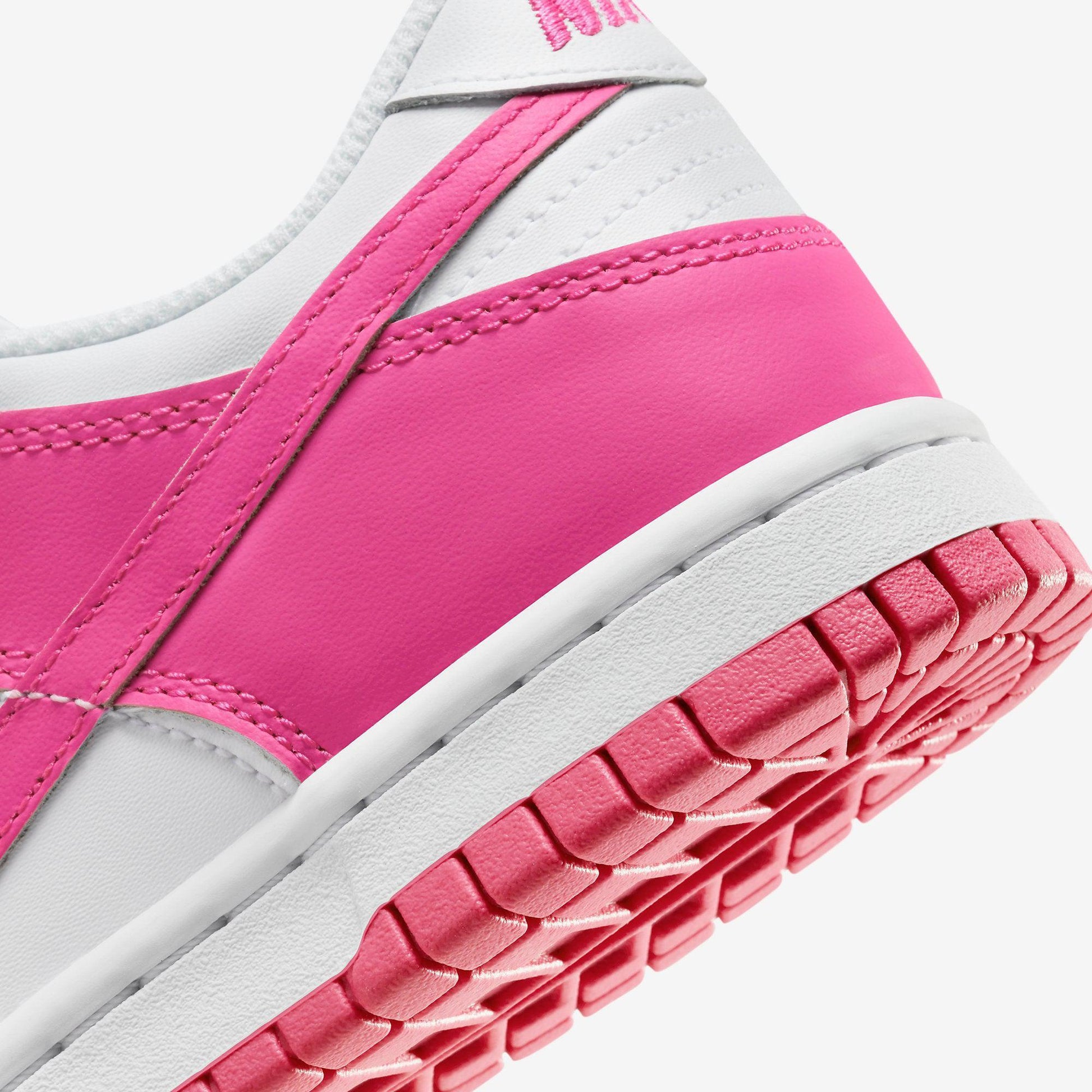 Nike Dunk Low 'White / Laser Fuchsia' (2022) (GS) [FB9109-102] Athletic Basketball Skateboarding Sports Sneakers in White / Laser Fuchsia for Unisex Youth Kids Junior Boys Girls - AVBL MRKT (8)