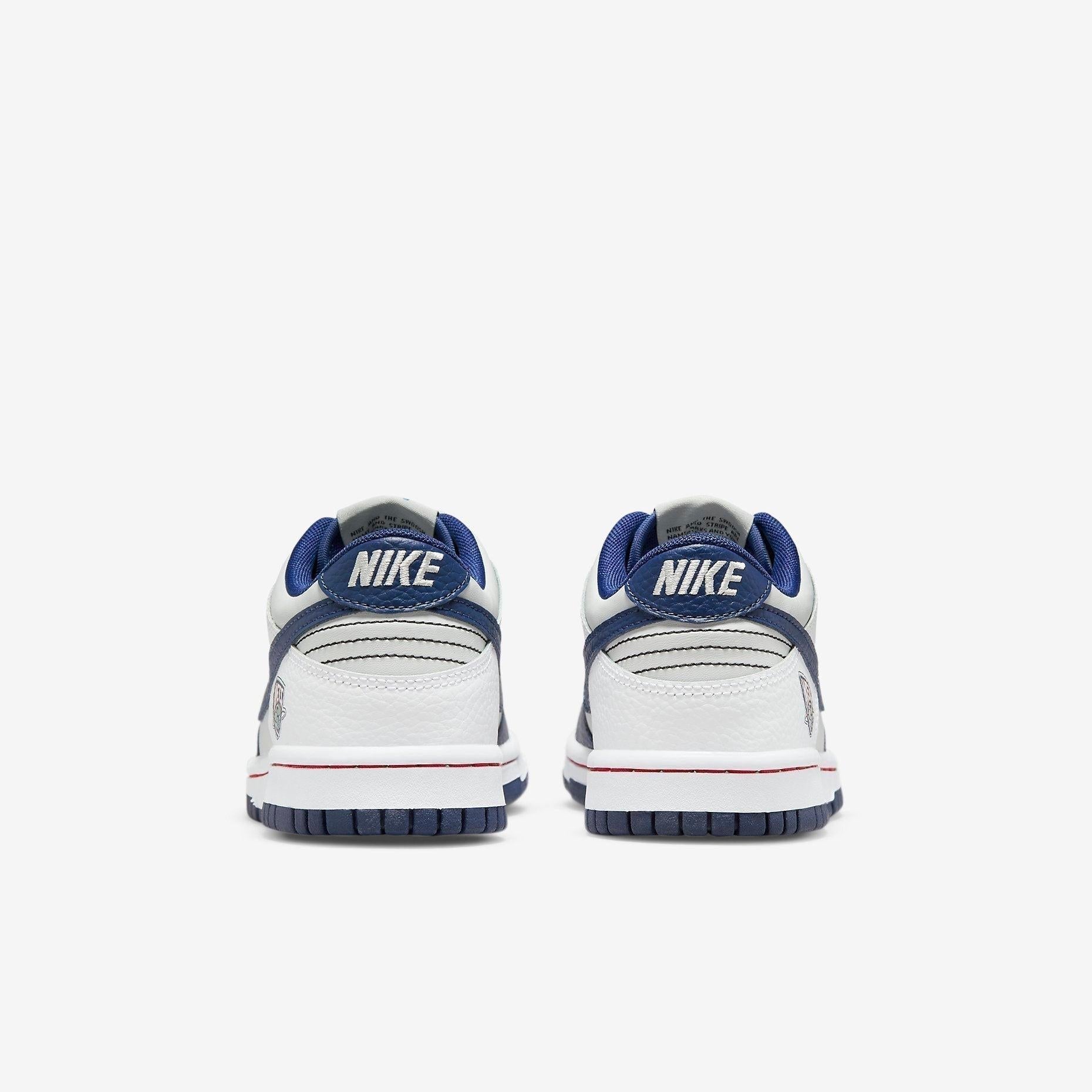 Nike Dunk Low x NBA '75th Anniversary Brooklyn Nets' (2021) (GS) [DO6288-001] Athletic Basketball Skateboarding Sports Sneakers in Grey Fog / Blue Void - White for Unisex Youth Kids Junior Boys Girls - AVBL MRKT (6)