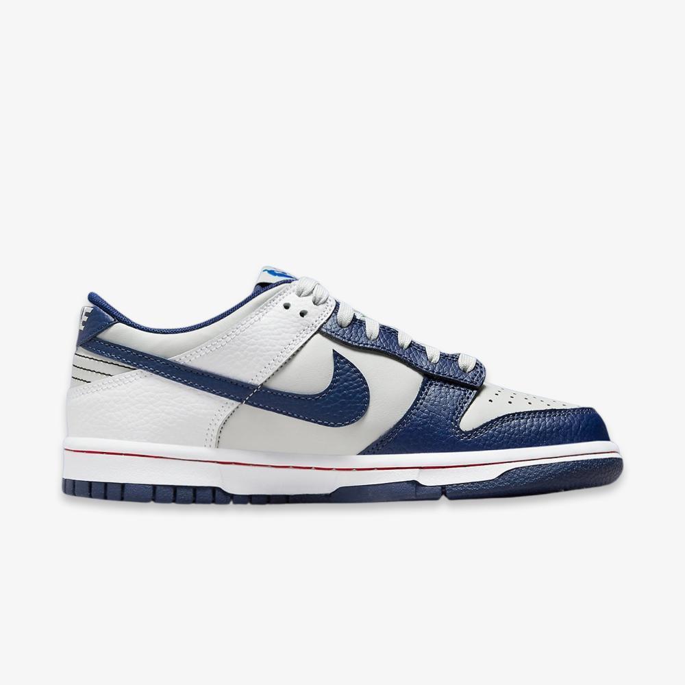 Nike Dunk Low x NBA '75th Anniversary Brooklyn Nets' (2021) (GS) [DO6288-001] Athletic Basketball Skateboarding Sports Sneakers in Grey Fog / Blue Void - White for Unisex Youth Kids Junior Boys Girls - AVBL MRKT (4)