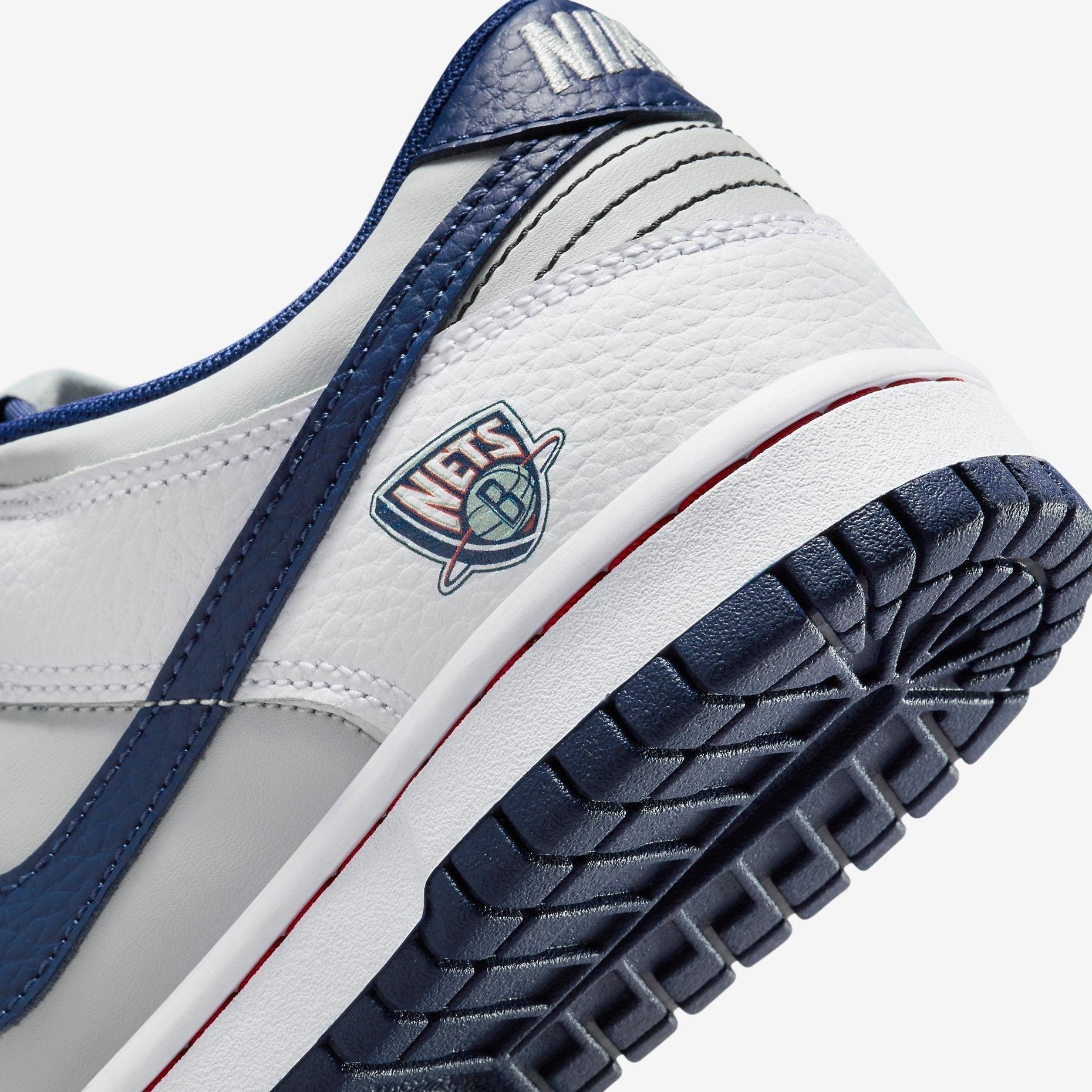 Nike Dunk Low x NBA '75th Anniversary Brooklyn Nets' (2021) (GS) [DO6288-001] Athletic Basketball Skateboarding Sports Sneakers in Grey Fog / Blue Void - White for Unisex Youth Kids Junior Boys Girls - AVBL MRKT (8)