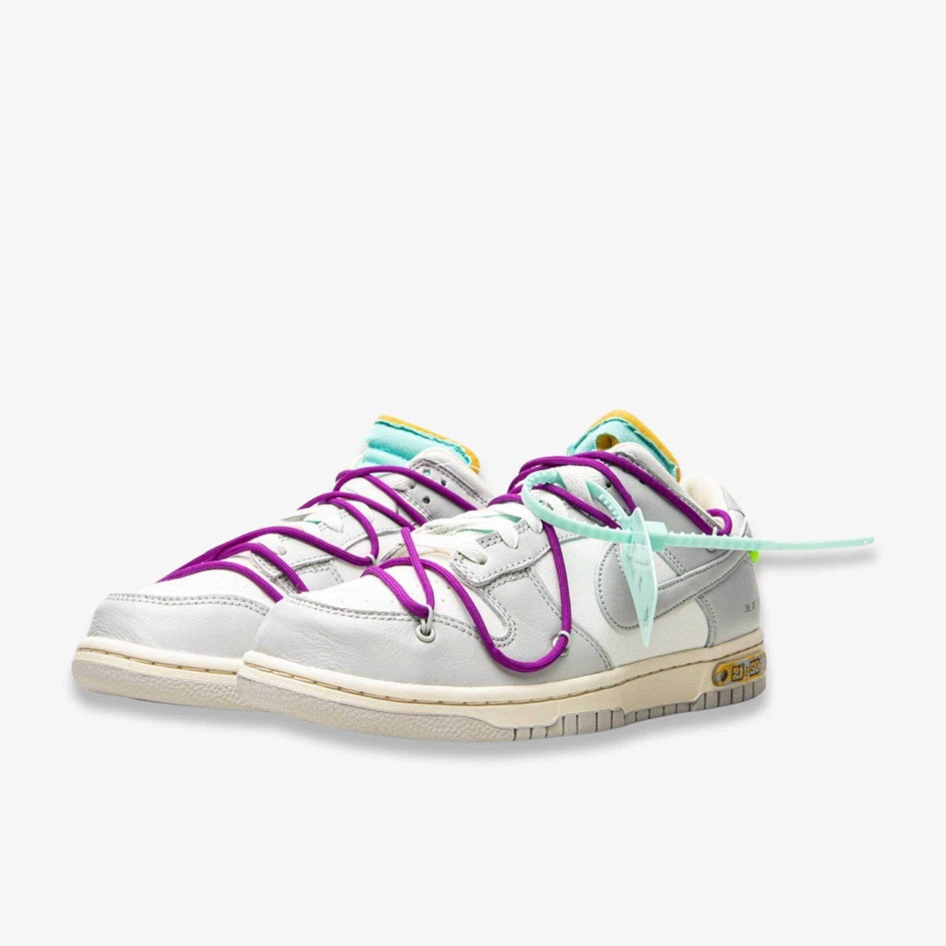 Nike Dunk Low x Off-White 'Lot 21 of 50' (2021) [DM1602-100] Athletic Basketball Skateboarding Sports Sneakers in Sail / Neutral Grey - Hyper Violet for Unisex Adult Mens - AVBL MRKT (1)