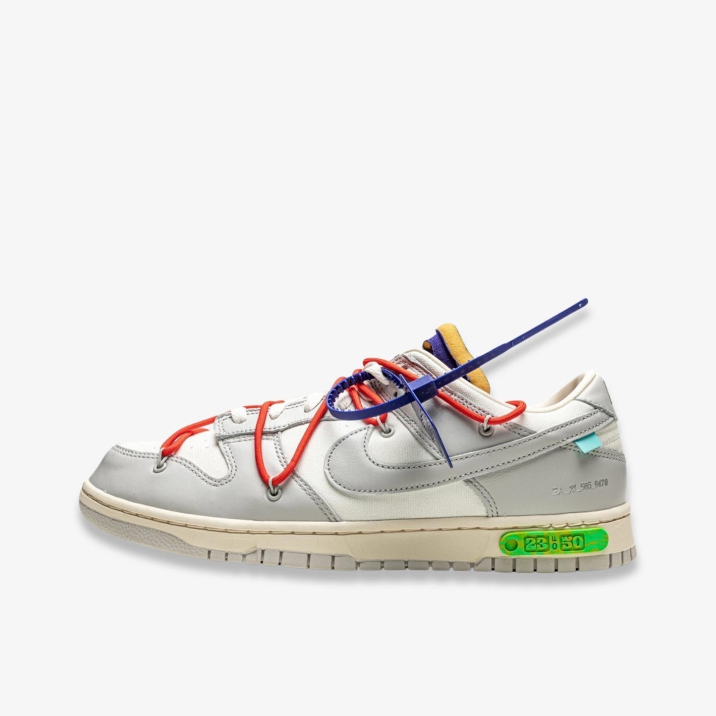 Nike Dunk Low x Off-White 'Lot 23 of 50' (2021) [DM1602-126] Athletic Basketball Skateboarding Sports Sneakers in Sail / Neutral Grey - Habanero Red for Unisex Adult Mens - AVBL MRKT (2)