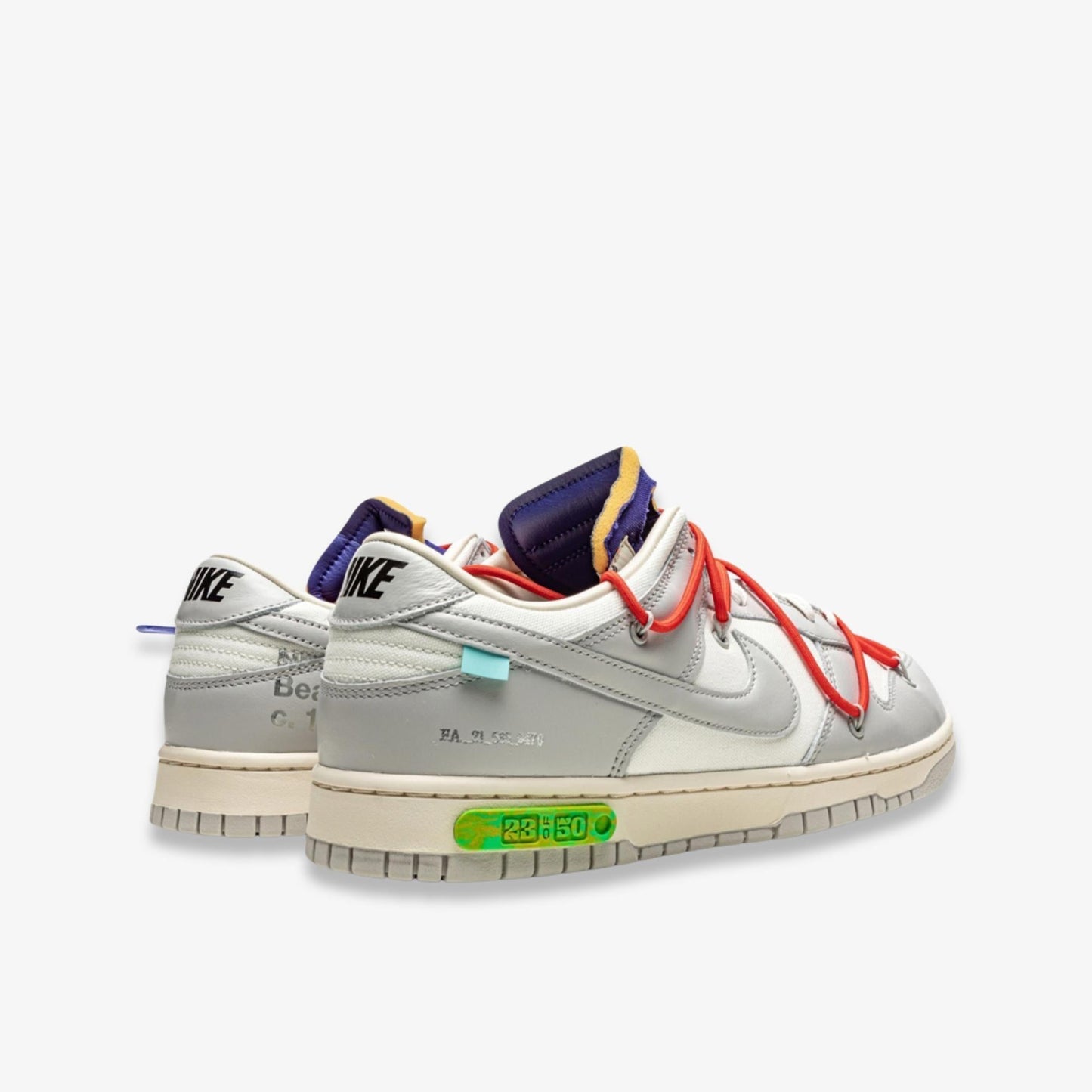 Nike Dunk Low x Off-White 'Lot 23 of 50' (2021) [DM1602-126] Athletic Basketball Skateboarding Sports Sneakers in Sail / Neutral Grey - Habanero Red for Unisex Adult Mens - AVBL MRKT (4)