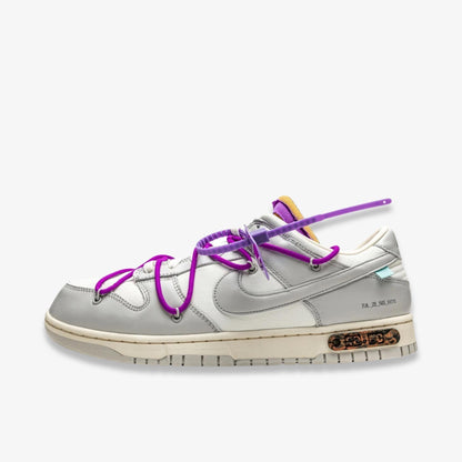 Nike Dunk Low x Off-White 'Lot 28 of 50' (2021) [DM1602-111] Athletic Basketball Skateboarding Sports Sneakers in Sail / Neutral Grey - Hyper Violet for Unisex Adult Mens - AVBL MRKT (2)