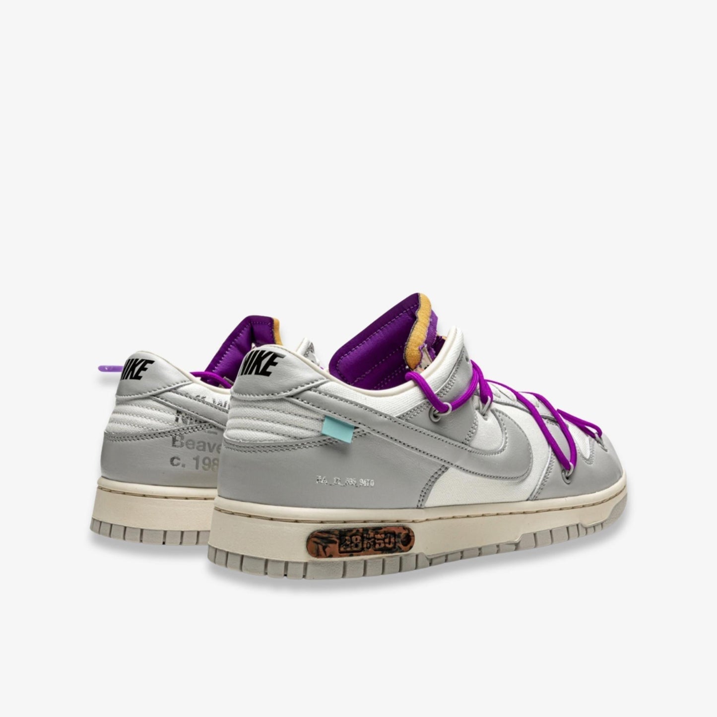 Nike Dunk Low x Off-White 'Lot 28 of 50' (2021) [DM1602-111] Athletic Basketball Skateboarding Sports Sneakers in Sail / Neutral Grey - Hyper Violet for Unisex Adult Mens - AVBL MRKT (4)