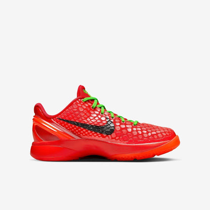 Nike Kobe 6 Protro 'Reverse Grinch' (2023) (GS) [FV9676-600] Athletic Basketball Sports Sneakers in Bright Crimson / Black - Electric Green for Unisex Youth Kids Junior Boys Girls - AVBL MRKT (4)