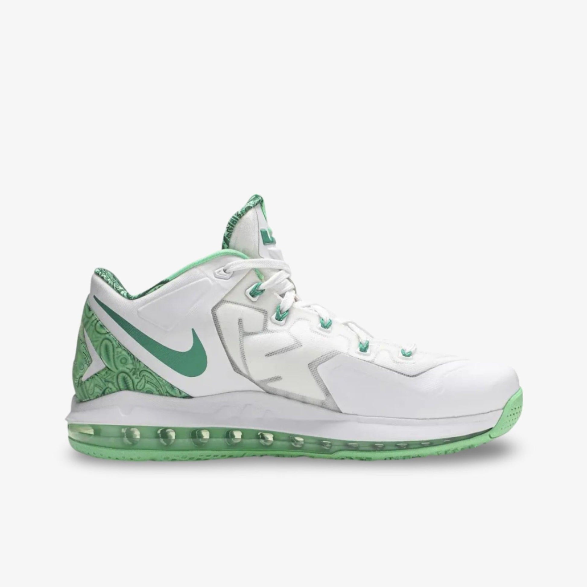 Nike LeBron 11 Low 'Easter' (2014) [642849-100] Athletic Basketball Sports Sneakers in White / Green Metallic for Unisex Adult Mens - AVBL MRKT (4)