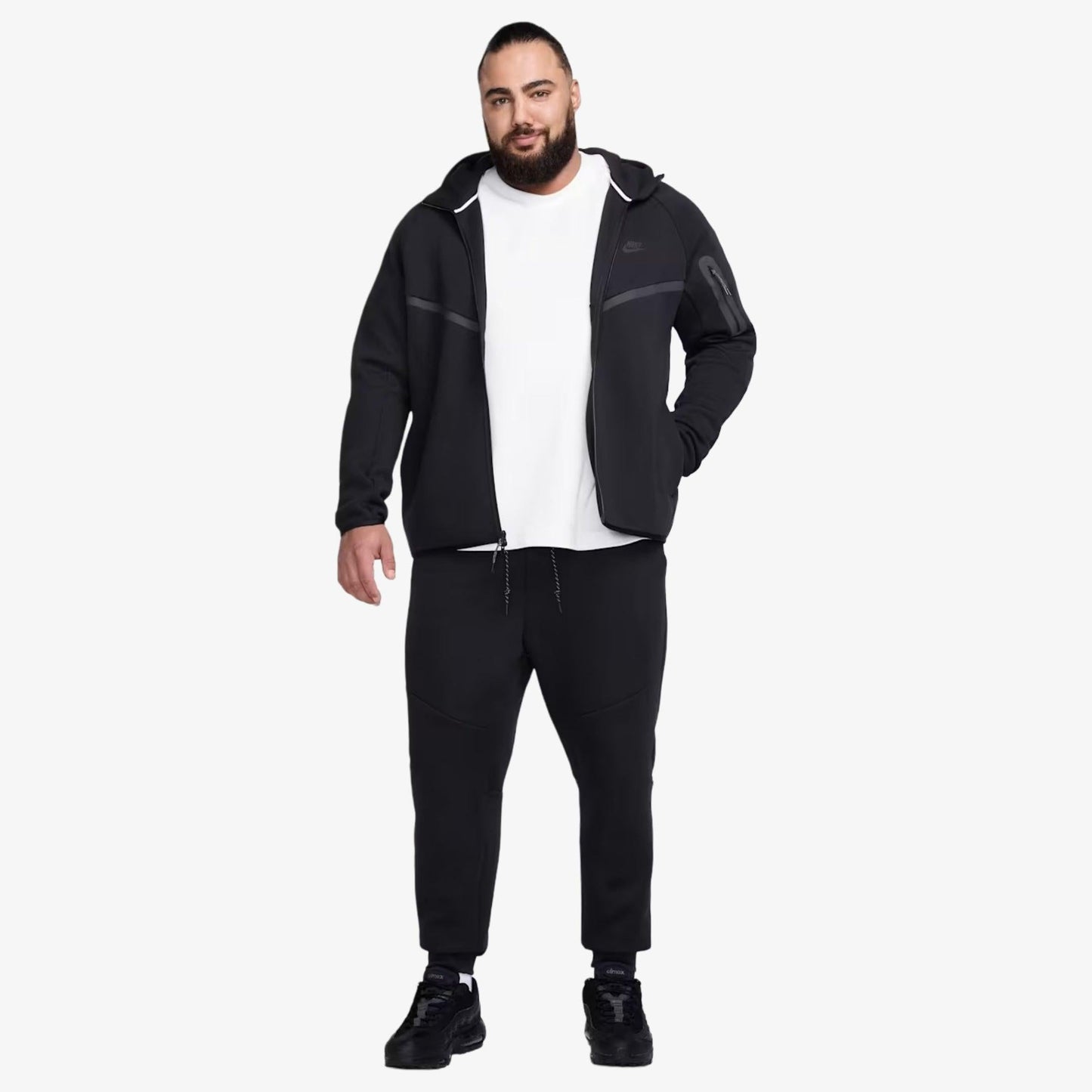 Nike NSW Tech Fleece Windrunner Full Zip-Up Hooded Jacket and Jogger Sweatpants Black (Full Suit) (Mens) [HV0949-010/HV0959-010] Casual Fashion Hoodie Sweater Bottoms for Unisex Adult Mens Hypebeast - AVBL MRKT (2)