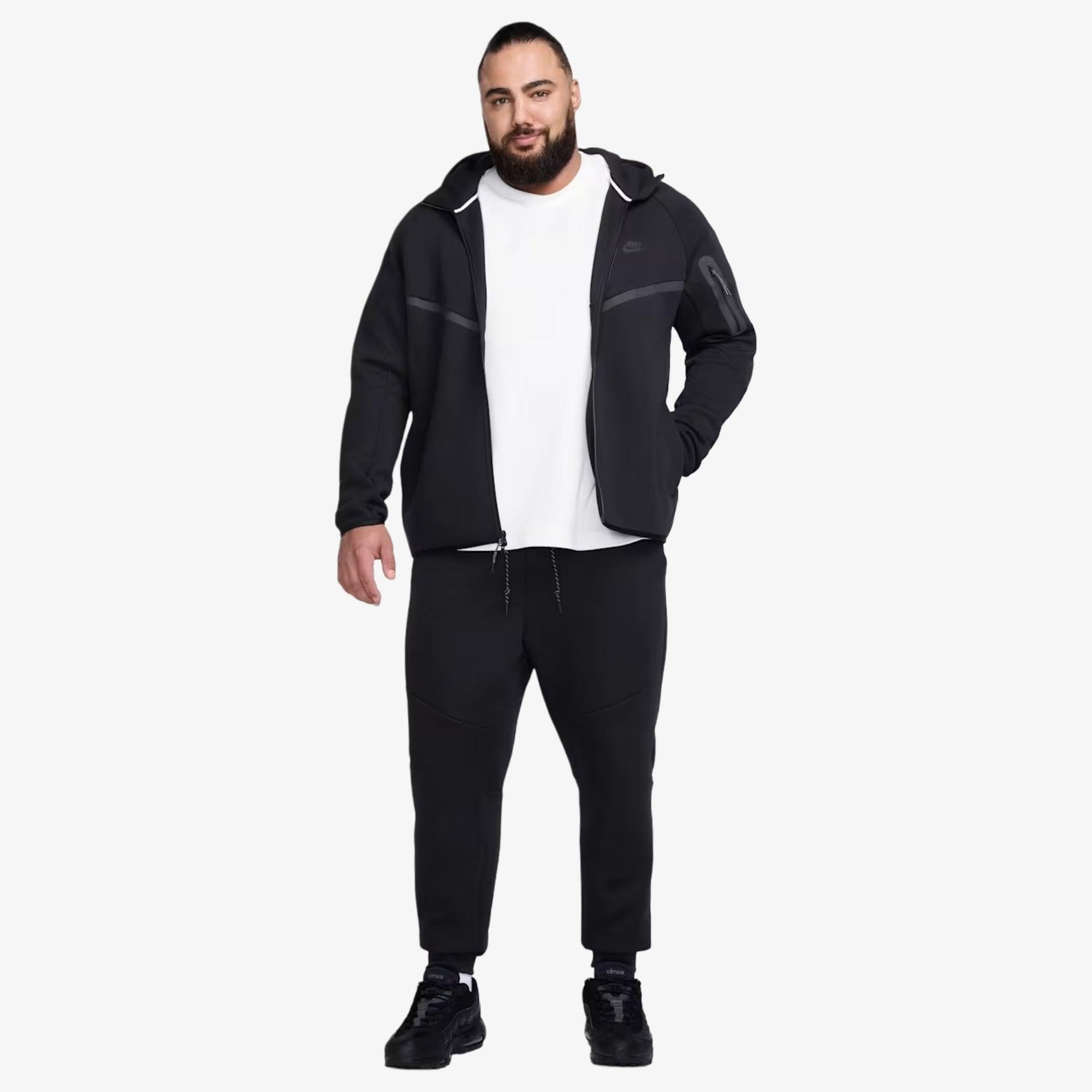 Nike NSW Tech Fleece Windrunner Full Zip-Up Hooded Jacket and Jogger Sweatpants Black (Full Suit) (Mens) [HV0949-010/HV0959-010] Casual Fashion Hoodie Sweater Bottoms for Unisex Adult Mens Hypebeast - AVBL MRKT (2)