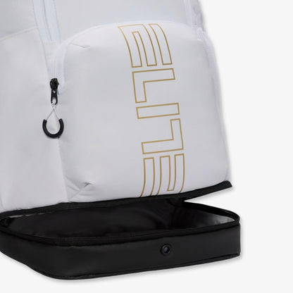 Nike Varsity Elite Backpack (32L) White / Metallic Gold [HM9965-100] Casual Fashion Bookbag for Unisex Adult Mens Womens Kids GS Youth Hypebeast - AVBL MRKT (8)