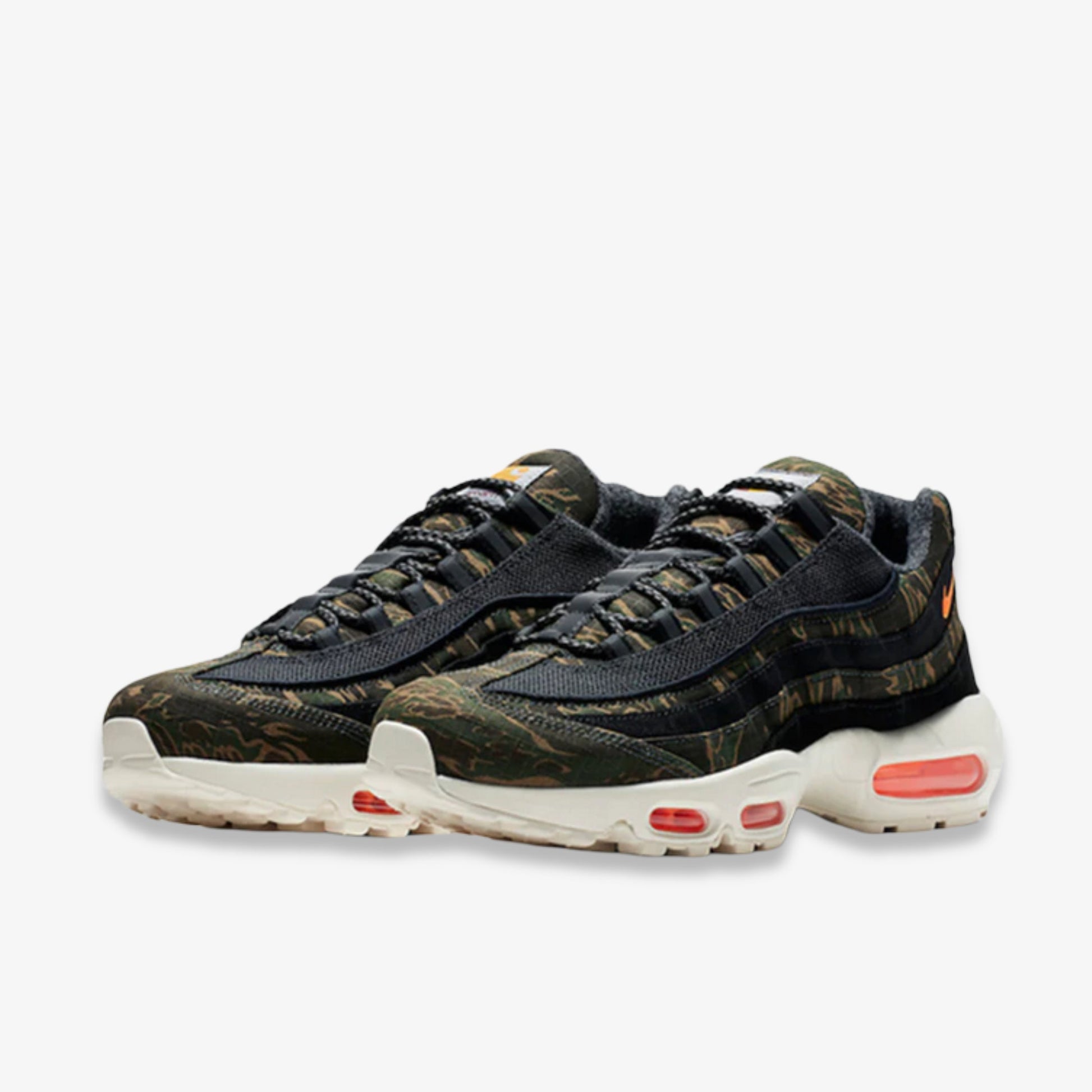 Nike x Carhartt WIP Air Max 95 'Camo' (2018) [AV3866-001] Athletic Casual Fashion Running Sports Sneakers in Black / Total Orange - Sail for Unisex Adult Mens - AVBL MRKT (1)