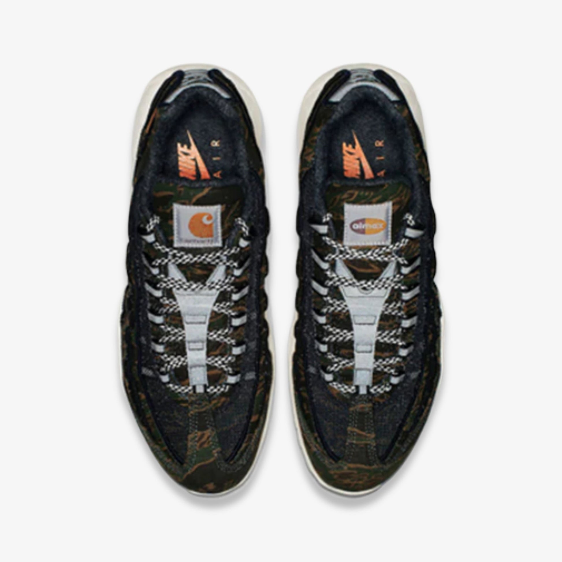 Nike x Carhartt WIP Air Max 95 'Camo' (2018) [AV3866-001] Athletic Casual Fashion Running Sports Sneakers in Black / Total Orange - Sail for Unisex Adult Mens - AVBL MRKT (4)