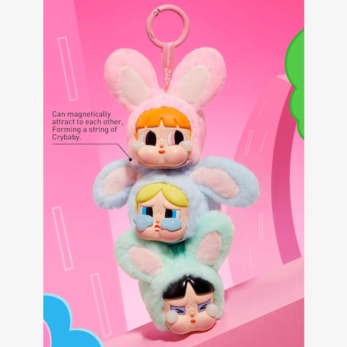 Pop Mart CRYBABY x The Powerpuff Girls Vinyl Face Plush Pendant (Single Blind Box) - AVBL MRKT (12)