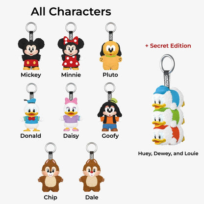 Pop Mart x Disney Mickey Family Cute Together Vinyl Face Plush Keychain (Complete Standard Set of 8 Characters + Secret Edition) Fashion Collectible Toy for Unisex Kids GS Youth Baby Toddler Adult Womens Hypebeast - AVBL MRKT (1)