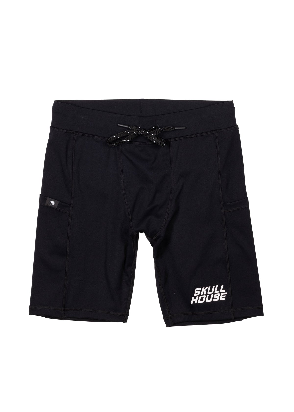 Skull House Running Company DEADRINGER 8" HALF TIGHTS - BLACK - AVBL MRKT (1)