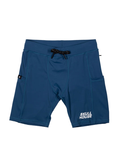 Skull House Running Company DEADRINGER 8" HALF TIGHTS - NITRO BLUE - AVBL MRKT (1)