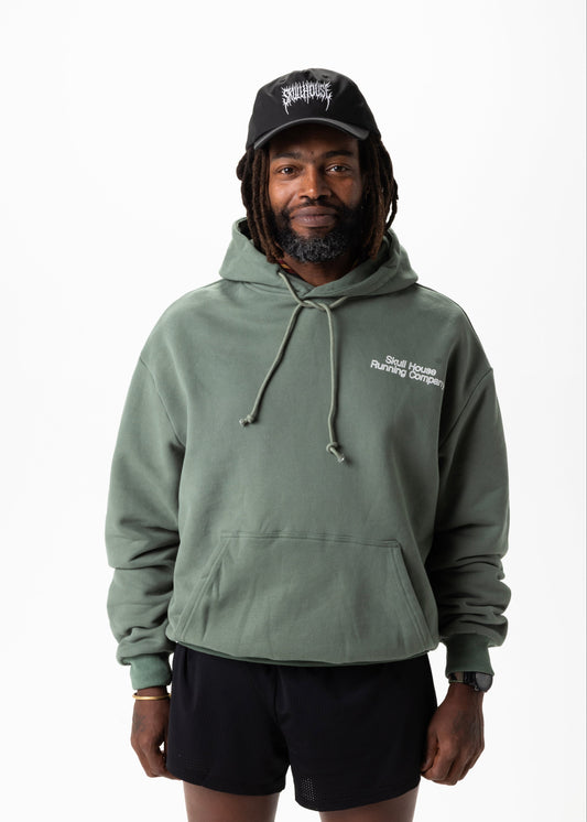 Skull House Running Company DIMENSIONS HOODIE, UNISEX - FOREST GREEN - AVBL MRKT (1)