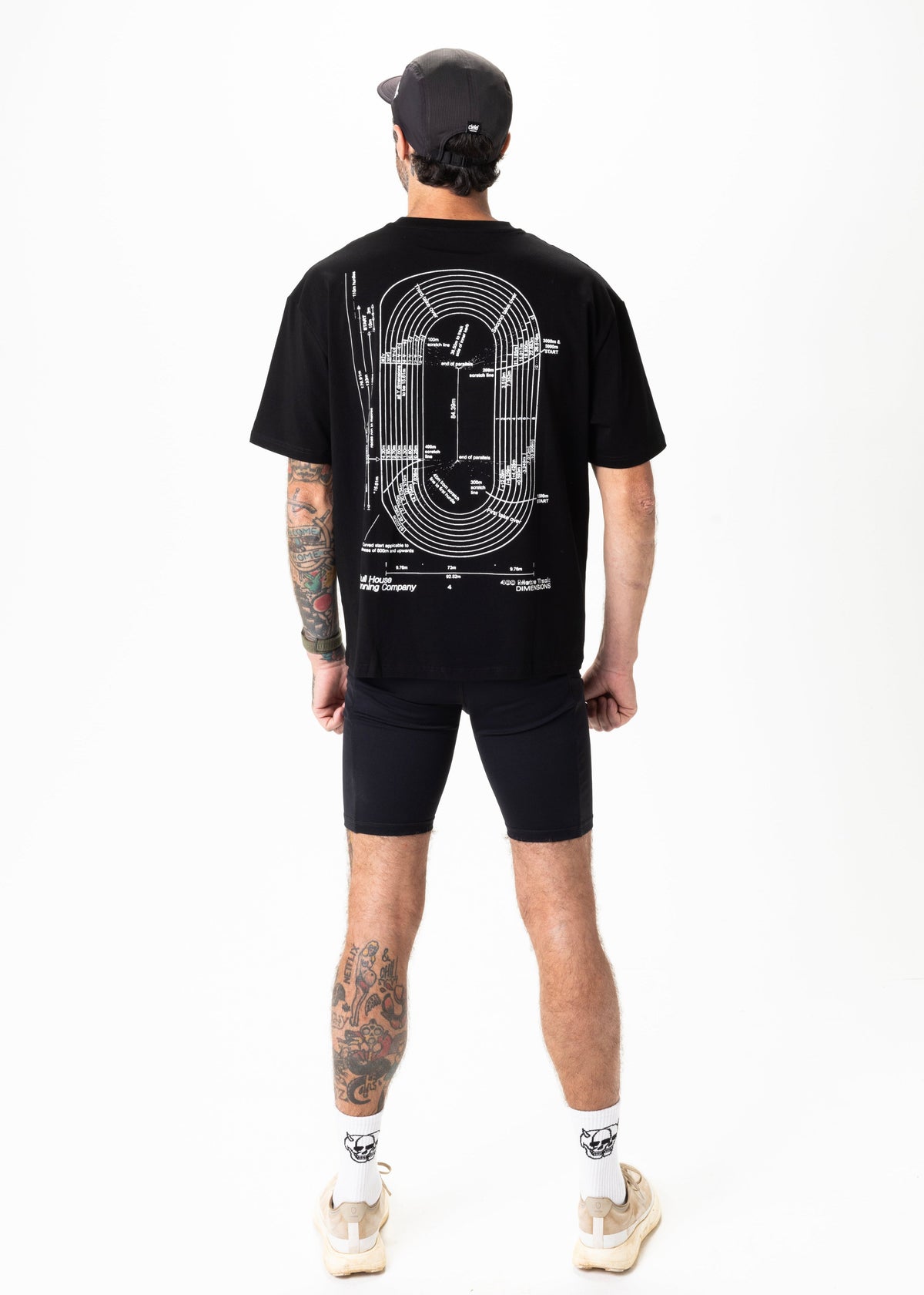 Skull House Running Company DIMENSIONS OVERSIZED TEE, UNISEX - BLACK - AVBL MRKT (3)