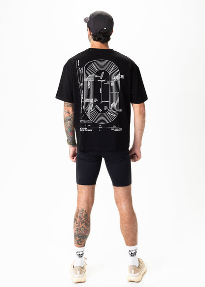 Skull House Running Company DIMENSIONS OVERSIZED TEE, UNISEX - BLACK - AVBL MRKT (3)