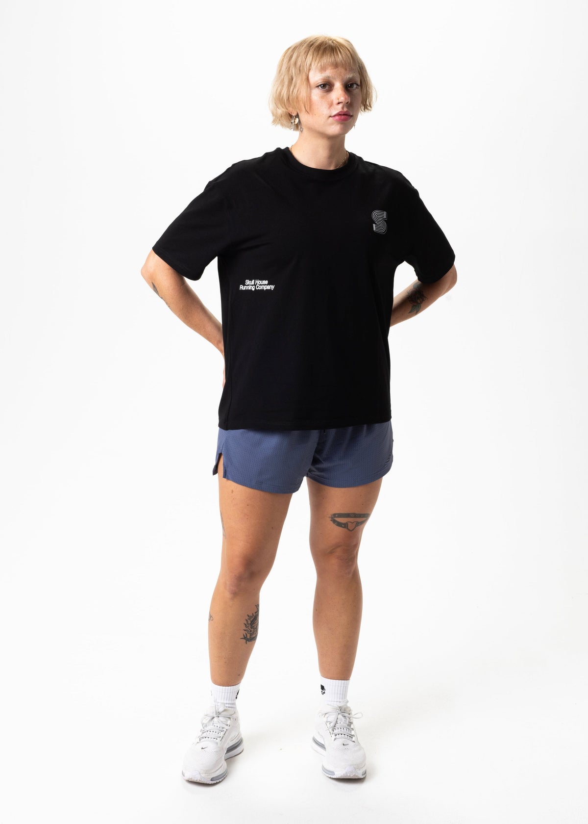 Skull House Running Company DIMENSIONS OVERSIZED TEE, UNISEX - BLACK - AVBL MRKT (4)