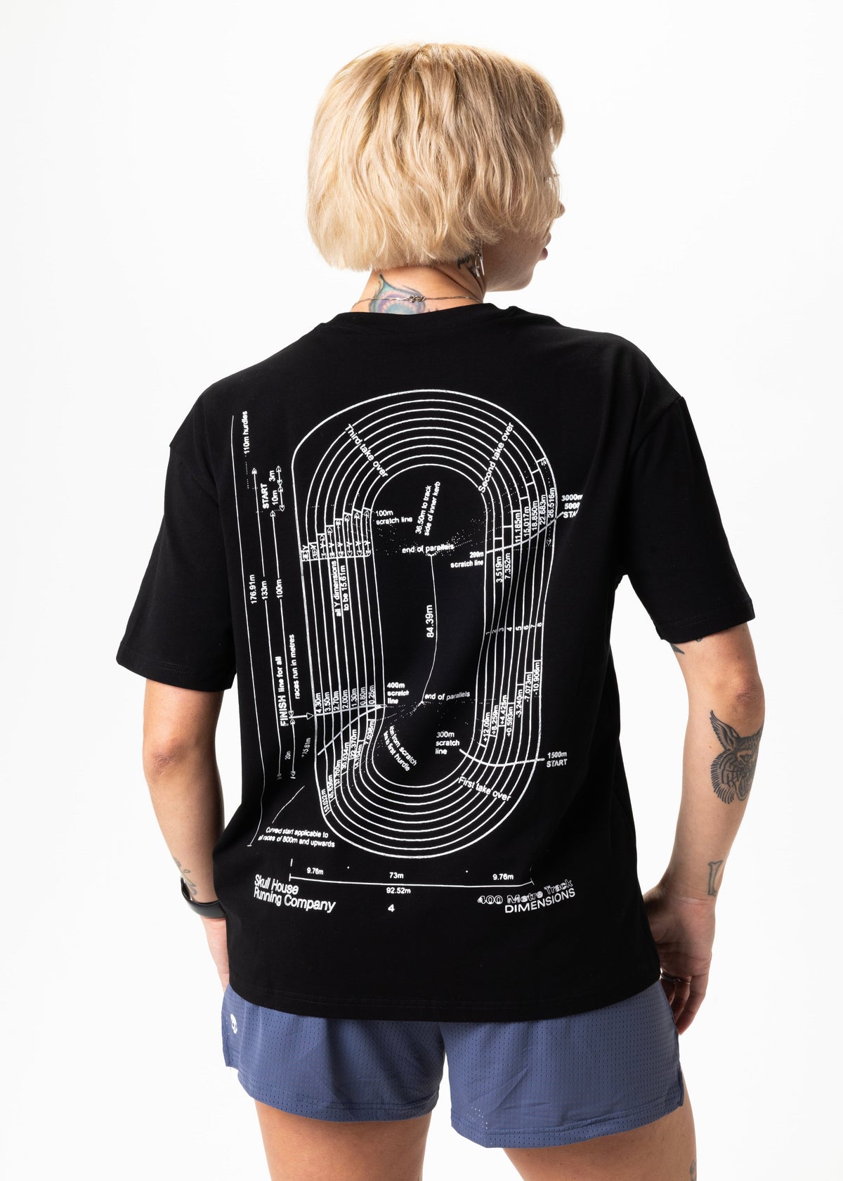 Skull House Running Company DIMENSIONS OVERSIZED TEE, UNISEX - BLACK - AVBL MRKT (5)