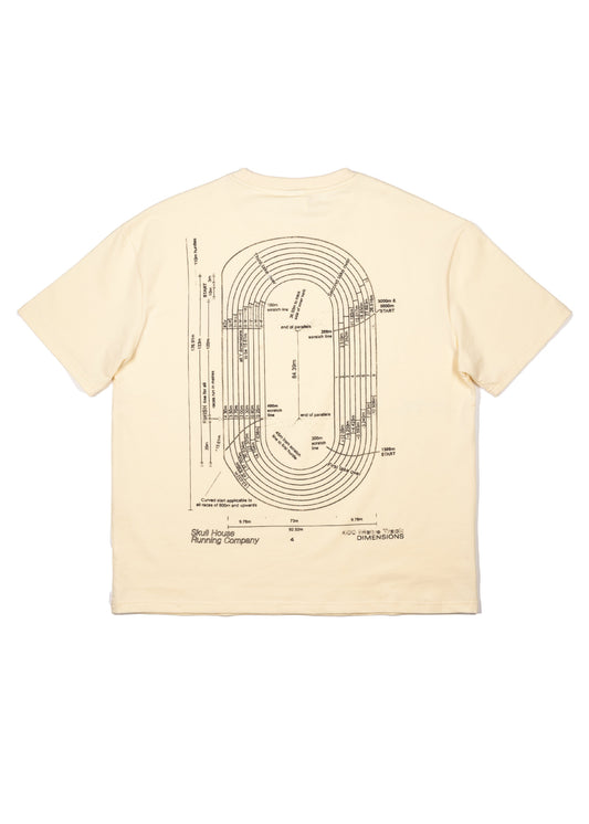 Skull House Running Company DIMENSIONS OVERSIZED TEE, UNISEX - BUTTER - AVBL MRKT (1)