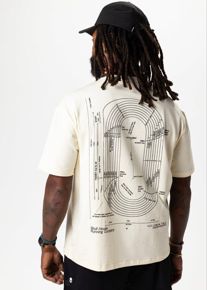 Skull House Running Company DIMENSIONS OVERSIZED TEE, UNISEX - BUTTER - AVBL MRKT (3)