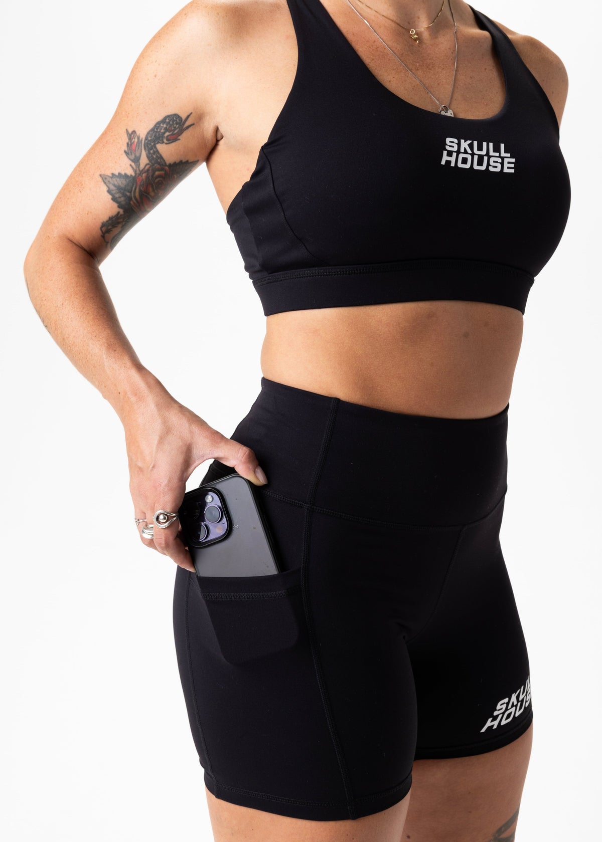 Skull House Running Company PHANTOM HIGH WAIST 5" COMPRESSION - BLACK - AVBL MRKT (3)
