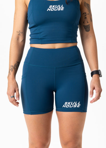 Skull House Running Company PHANTOM HIGH WAIST 5" COMPRESSION - NITRO BLUE - AVBL MRKT (3)